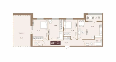 3-к. квартира, 109&nbsp;м²