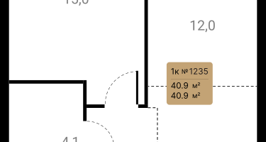 1-к. квартира, 40&nbsp;м²