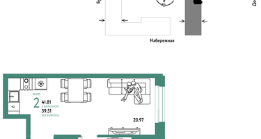 2-к. квартира, 41 м²
