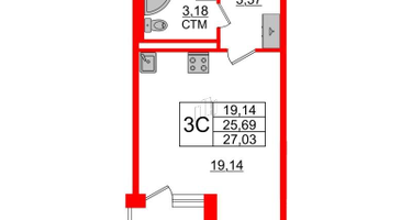Студия, 25&nbsp;м²