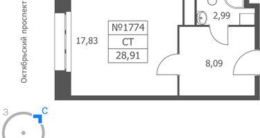 Студия, 28 м²