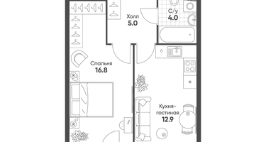1-к. квартира, 39&nbsp;м²