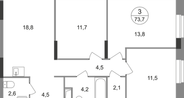 3-к. квартира, 73&nbsp;м²