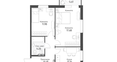 2-к. квартира, 53&nbsp;м²