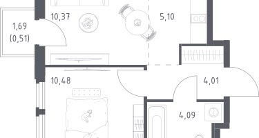 Студия, 34&nbsp;м²