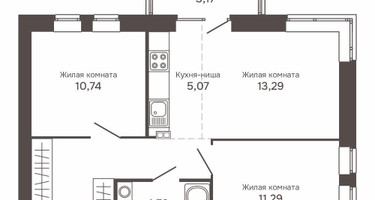 3-к. квартира, 57&nbsp;м²