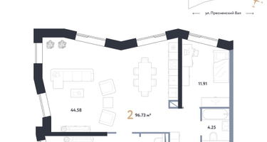 2-к. квартира, 96 м²