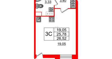 Студия, 25&nbsp;м²