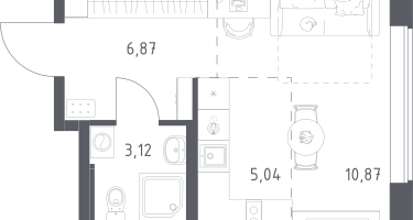1-к. квартира, 25&nbsp;м²