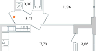 1-комнатная квартира, 38&nbsp;м²