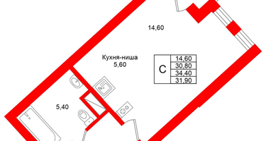 Студия, 31 м²