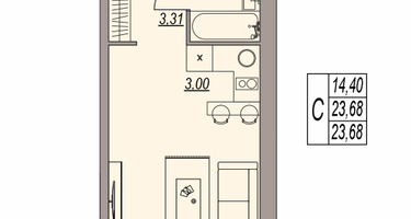 Студия, 23&nbsp;м²