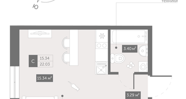 Студия, 22&nbsp;м²