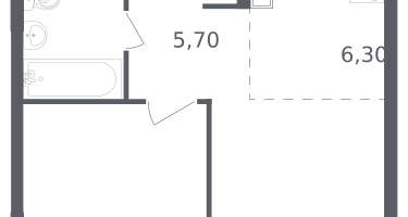 1-комнатная квартира, 36&nbsp;м²