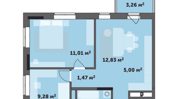 2-к. квартира, 57&nbsp;м²