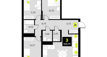 3-к. квартира, 100&nbsp;м²