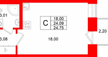 Студия, 24&nbsp;м²