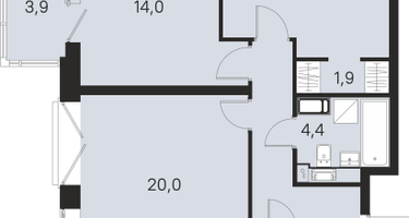 2-к. квартира, 63 м²