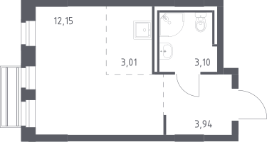 Студия, 22&nbsp;м²