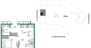 Студия, 34&nbsp;м²