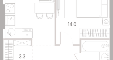 1-к. квартира, 40&nbsp;м²