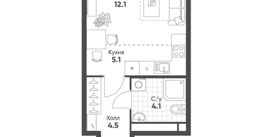 Студия, 25&nbsp;м²