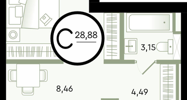 1-к. квартира, 28&nbsp;м²