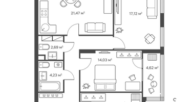 3-к. квартира, 93&nbsp;м²