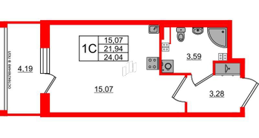 Студия, 21 м²