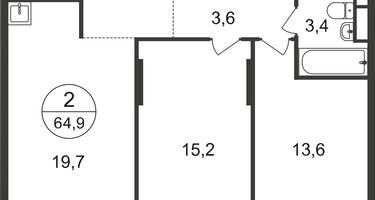 2-к. квартира, 64&nbsp;м²