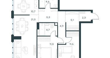 3-к. квартира, 81&nbsp;м²