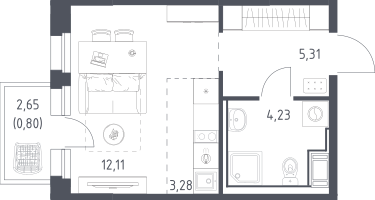 Студия, 25&nbsp;м²