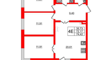 3-к. квартира, 74&nbsp;м²