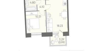 1-к. квартира, 38&nbsp;м²