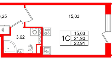 Студия, 21&nbsp;м²