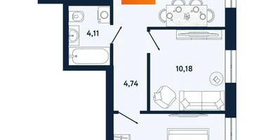 2-к. квартира, 49 м²