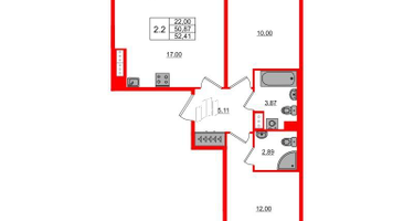 2-к. квартира, 50&nbsp;м²
