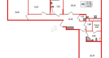 3-к. квартира, 109 м²