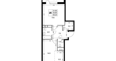 2-к. квартира, 53&nbsp;м²