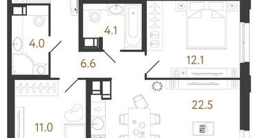 2-к. квартира, 64&nbsp;м²