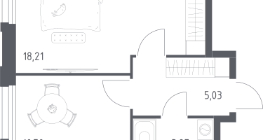 1-к. квартира, 37&nbsp;м²