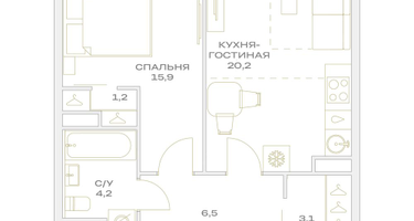 2-к. квартира, 51&nbsp;м²