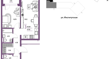 Студия, 60&nbsp;м²