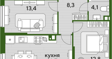 3-к. квартира, 68 м²