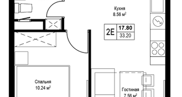 2-к. квартира, 33&nbsp;м²