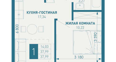 1-к. квартира, 40&nbsp;м²