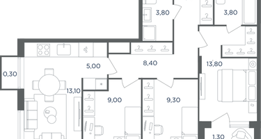 4-к. квартира, 70 м²