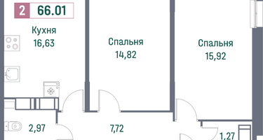 Студия, 66&nbsp;м²