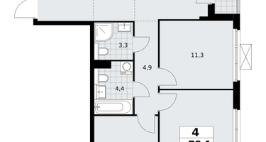 4-к. квартира, 78 м²