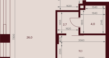 1-к. квартира, 50 м²